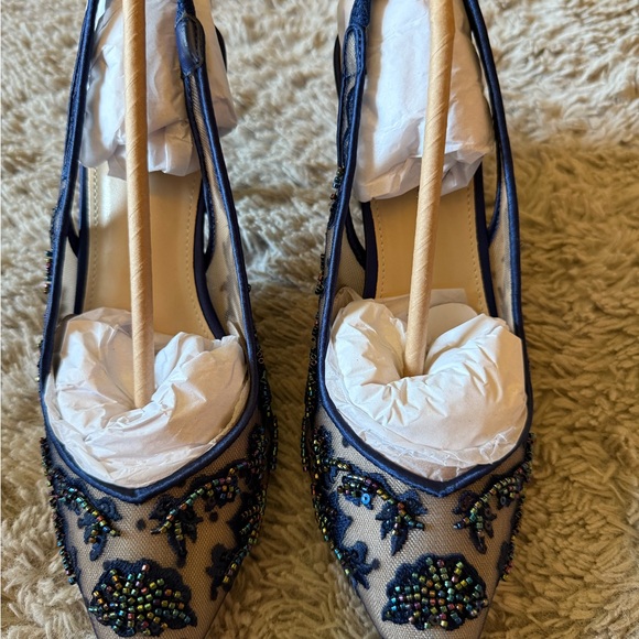 NIB Betsey Johnson Navy Nikki Heels in Original Box with all original packaging - Picture 7 of 14